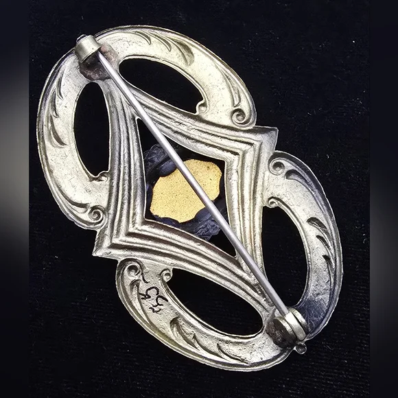 Art Nouveau Pink Sash Pin Brooch Antique - Picture 6 of 7